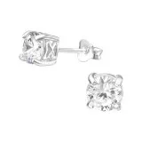 Round - 925 Sterling Silver Stud Earrings with CZ SD9470
