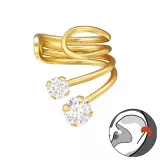 Double Stoned - 925 Sterling Silver Cuff Earrings SD49739