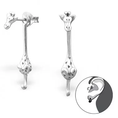 Giraffe - 925 Sterling Silver Ear Jackets & Double Earrings SD24272