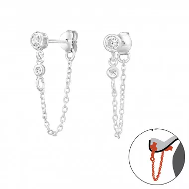 Round - 925 Sterling Silver Ear Jackets & Double Earrings SD48348