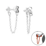 3mm Square - 925 Sterling Silver Ear Jackets & Double Earrings SD49387