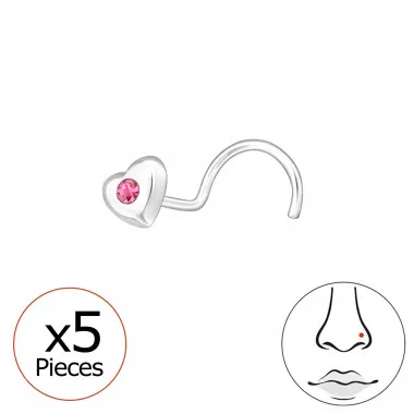 Heart - 925 Sterling Silver Nose Studs SD48055