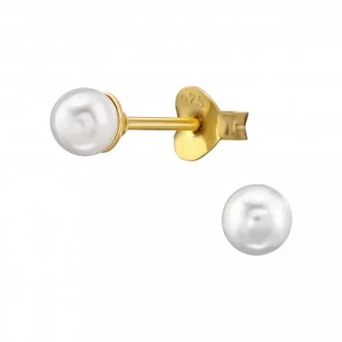 4mm - 925 Sterling Silver Pearl Stud Earrings SD48534
