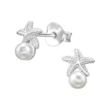 Starfish - 925 Sterling Silver Pearl Stud Earrings SD49513