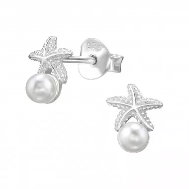 Starfish - 925 Sterling Silver Pearl Stud Earrings SD49513