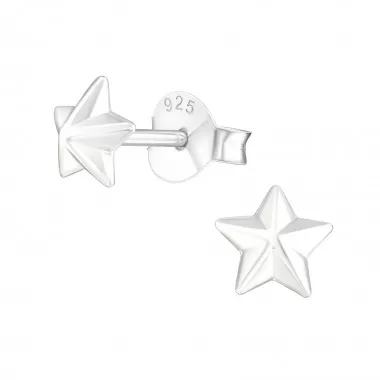 Star - 925 Sterling Silver Simple Stud Earrings SD19332