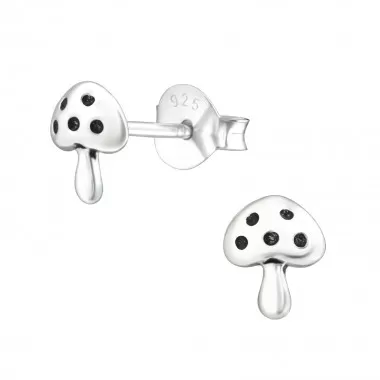 Mushroom - 925 Sterling Silver Simple Stud Earrings SD36899