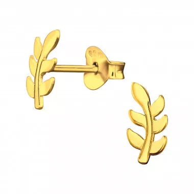 Laser Cut Leaf - 925 Sterling Silver Simple Stud Earrings SD45859