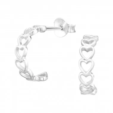 Hearts - 925 Sterling Silver Simple Stud Earrings SD47255