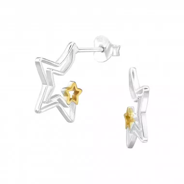 Star - 925 Sterling Silver Simple Stud Earrings SD48395