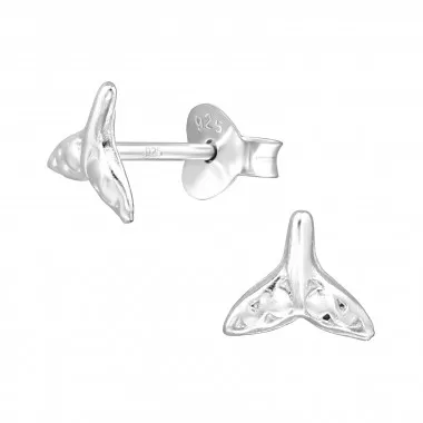 Whale's Tail - 925 Sterling Silver Simple Stud Earrings SD49124