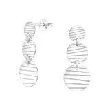 Three Layered Circle Disc Drop Dangle - 925 Sterling Silver Simple Stud Earrings SD49539