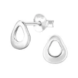 Cut Open Oval - 925 Sterling Silver Simple Stud Earrings SD49688