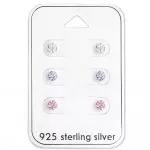 Round - 925 Sterling Silver Stud Earring Sets  SD28453
