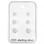 Round - 925 Sterling Silver Stud Earring Sets  SD28454
