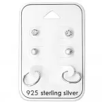 Round - 925 Sterling Silver Stud Earring Sets  SD28457