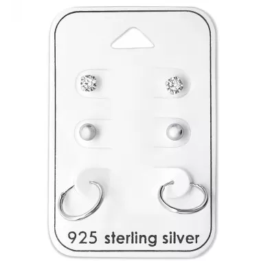 Round - 925 Sterling Silver Stud Earring Sets  SD28457