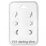 Lightning Star And Moon - 925 Sterling Silver Stud Earring Sets  SD28462