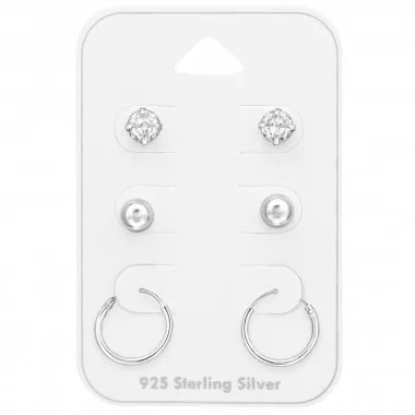 5mm Ball, Hoop - 925 Sterling Silver Stud Earring Sets  SD49409