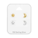 Star & Moon - 925 Sterling Silver Stud Earring Sets  SD49747