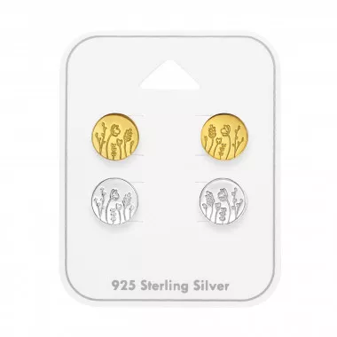Laser Cut Flower - 925 Sterling Silver Stud Earring Sets  SD49750