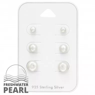 4, 5 And 7mm - 925 Sterling Silver Stud Earring Sets  SD49754