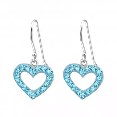 Heart - 925 Sterling Silver Earrings with Crystal SD13862