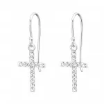 Cross - 925 Sterling Silver Earrings with Crystal SD14408