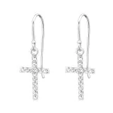 Cross - 925 Sterling Silver Earrings with Crystal SD14408