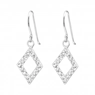 Diamond Shape - 925 Sterling Silver Earrings with Crystal SD15863