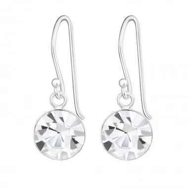 Round - 925 Sterling Silver Earrings with Crystal SD23817