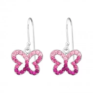 Butterfly - 925 Sterling Silver Earrings with Crystal SD35058