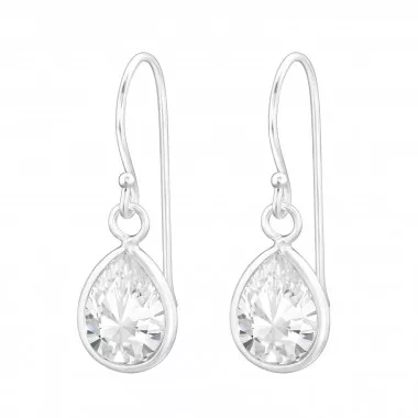 Teardrop - 925 Sterling Silver Earrings with CZ SD13381