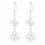 Hanging Squares - 925 Sterling Silver Earrings with CZ SD440