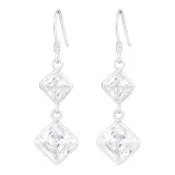 Hanging Squares - 925 Sterling Silver Earrings with CZ SD440