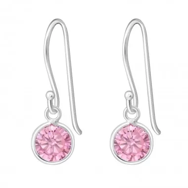 Round - 925 Sterling Silver Earrings with CZ SD446