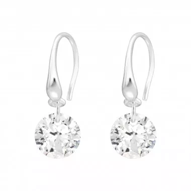 Round 8mm - 925 Sterling Silver Earrings with CZ SD45811