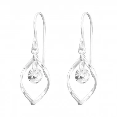 Geometric - 925 Sterling Silver Earrings with CZ SD45978