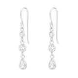 Geometrical 3 Layer Dangling - 925 Sterling Silver Earrings with CZ SD48262