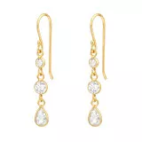 Geometrical 3 Layer Dangling - 925 Sterling Silver Earrings with CZ SD48263