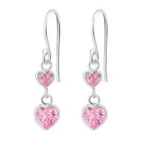 Hanging Hearts - 925 Sterling Silver Earrings with CZ SD6028