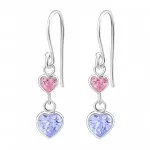 Hanging Hearts - 925 Sterling Silver Earrings with CZ SD814