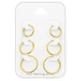 10-12-14Mm - 925 Sterling Silver Ear Hoop Sets & Jewelry on Cards SD48902