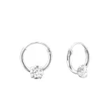 10mm Hoops with Circles - 925 Sterling Silver Hoop Earrings SD13867