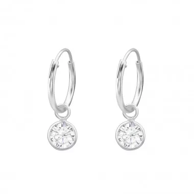 12mm Hoops with Circles - 925 Sterling Silver Hoop Earrings SD1660