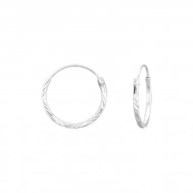 14mm Stamped look - 925 Sterling Silver Hoop Earrings SD21854
