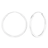 30mm Round - 925 Sterling Silver Hoop Earrings SD22681