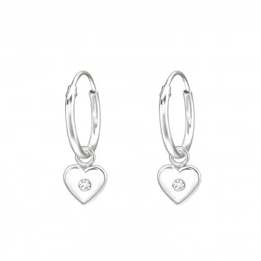 Heart - 925 Sterling Silver Hoop Earrings SD43839