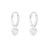 12mm Hoops with Heart - 925 Sterling Silver Hoop Earrings SD4662