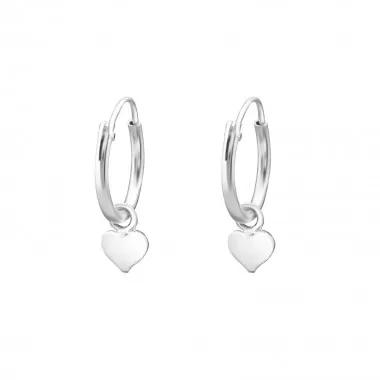 12mm heart - 925 Sterling Silver Hoop Earrings SD4710